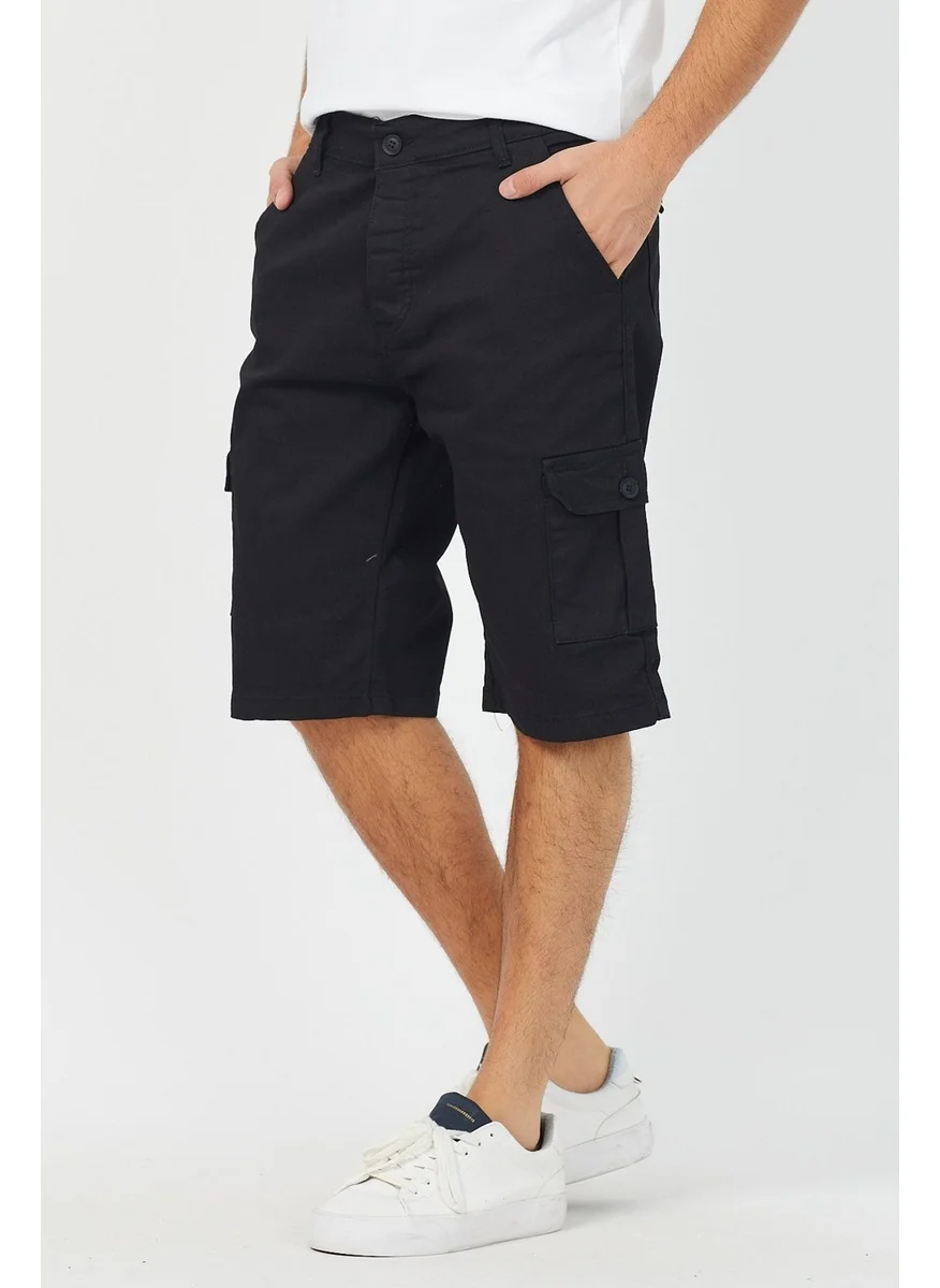 Cool Tarz Cool Style Men's Black Cargo Pocket Lycra Shorts