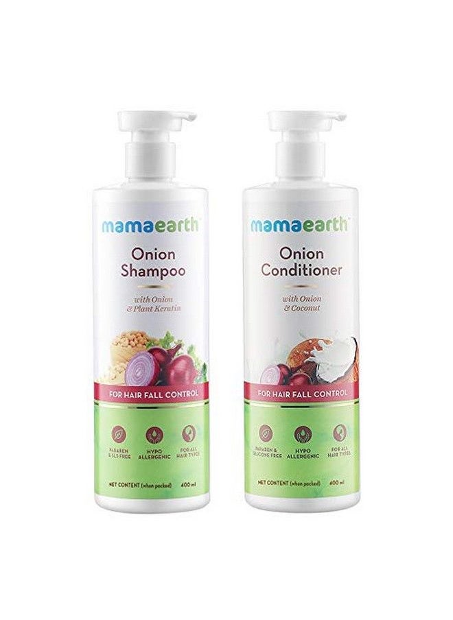 Mamaearth Hair Fall Control Combo(Onion Shampoo 400Ml + Onion Conditioner 400Ml)  - Image 1