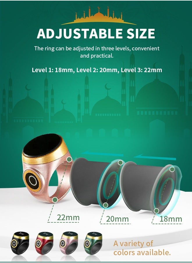 Beauenty Rechargeable Zikr Ring with 3 Sizes (20/22/24mm）,Prayer Counting Muslims  Ring，Record The Number Of Prayers Per Day. The Maximum Value Is 9999  - Image 2