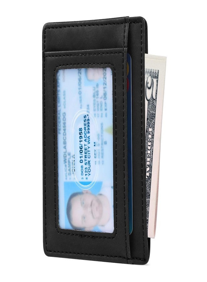 محفظة جلدية رفيعة وبسيطة من XZVXZV، تُوضع في الجيب الأمامي، مزودة بتقنية حجب RFID، حامل بطاقات ائتمان صغير ورقيق للرجال والنساء، لون أسود - Image 3