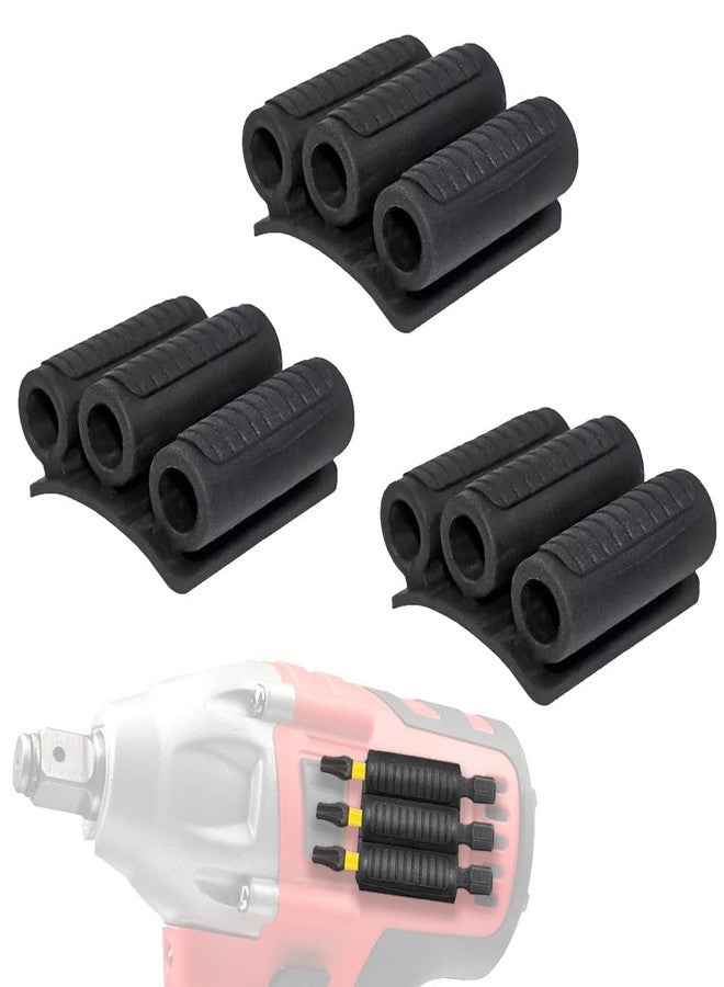 Saipe 3pcs Universal Fit Drill Bit Holders for Impact Drivers and Drills, Drill Bit Sleeve Organizer Strong Adhesive Attach to Impact Drivers, Hold 6 Drill Tips on Side of Power Drill - Image 1