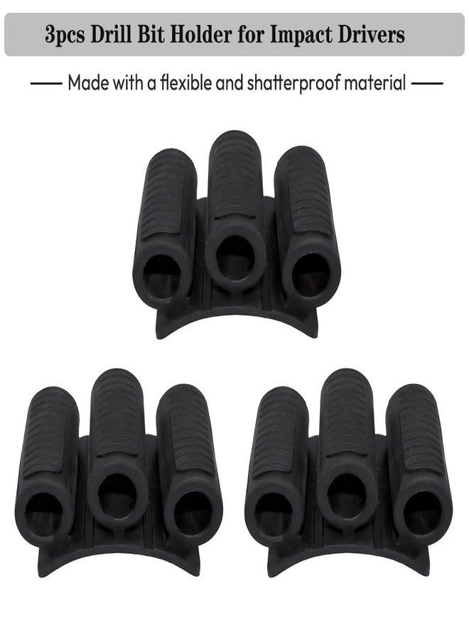 Saipe 3pcs Universal Fit Drill Bit Holders for Impact Drivers and Drills, Drill Bit Sleeve Organizer Strong Adhesive Attach to Impact Drivers, Hold 6 Drill Tips on Side of Power Drill - Image 3