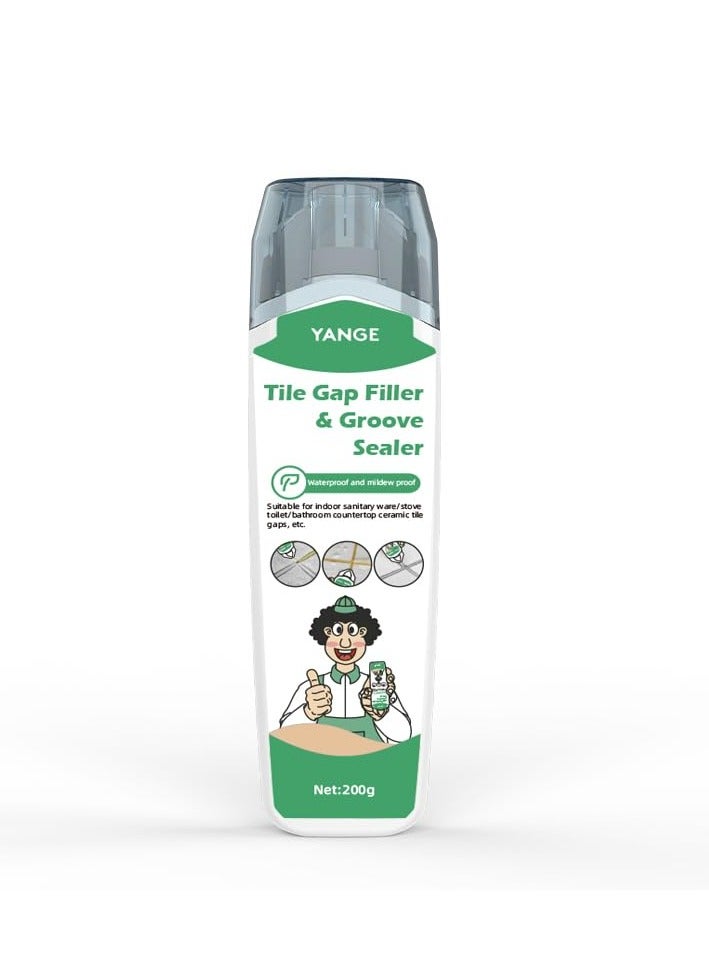 Tile Grout Repair Kit, Tile Grout Repair Paste, White Grout Filler, Triple Protection, Fast Drying Formula Restores and Renews Grout Lines, Fast Drying Tile Grout Paint, White, 7oz / 200gr - Image 1