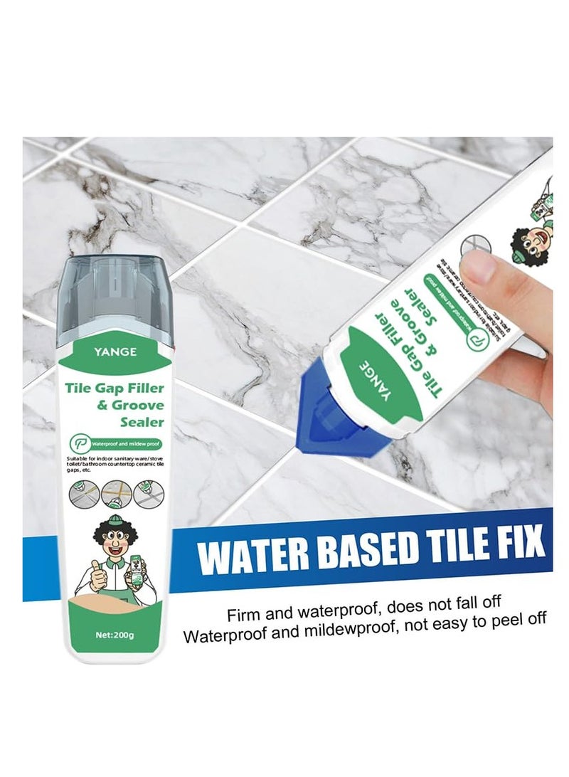 Tile Grout Repair Kit, Tile Grout Repair Paste, White Grout Filler, Triple Protection, Fast Drying Formula Restores and Renews Grout Lines, Fast Drying Tile Grout Paint, White, 7oz / 200gr - Image 2