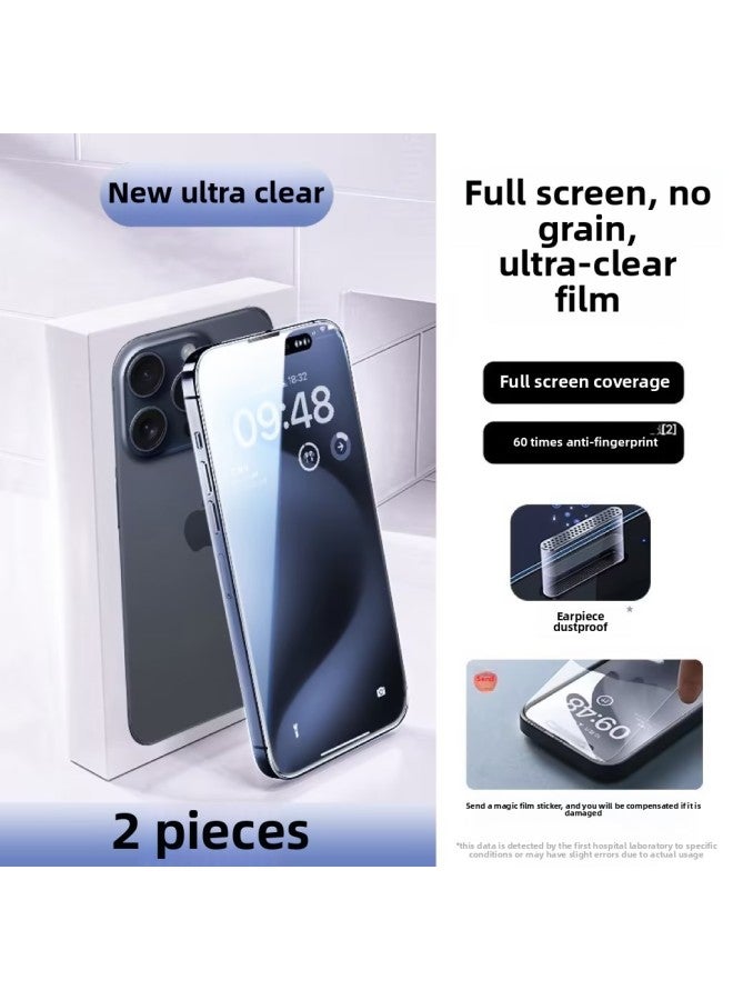 Applicable To For Iphone 16 Tempered Film For Iphone 15promax Mobile Phone Film 14/13 12 Anti-fingerprint 11 Film Por-Colour:【Ultra-clear And Grain-free★Pack Of 2】special Explosion-proof★60 Times Anti-fingerprint★Receiver Dustproof-Size:For Iphone 16 Pro - Image 1