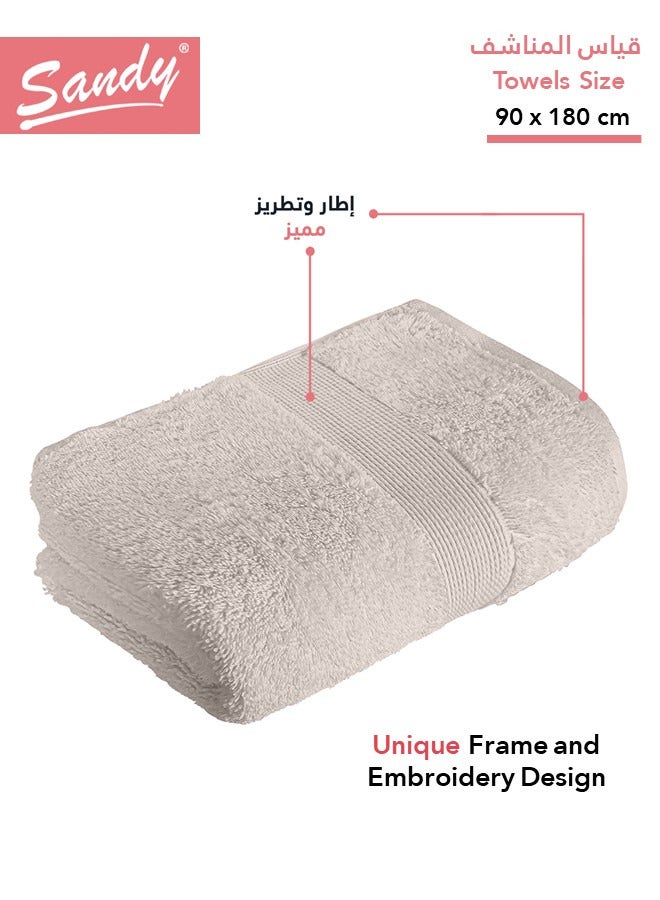 ساندي طقم مناشف حمام كبيرة جدا ساندي بجودة الفنادق قطن 100% صنعت في مصر، ناعمة وسريعة الجفاف وعالية الامتصاص (عبوة من قطعتين - 90×180 سم) - بيج - Image 2
