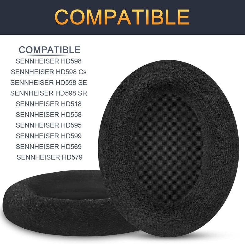G GVOEARS Gvoears HD598 Ear Pads Cushions for Sennheiser HD598 HD598 Cs HD598SE HD 598 SR HD518 HD558 HD595 HD599 HD569 HD579 HD560s Headphones Earpads,Headset Ear Cushions Earmuffs Comfort Black Dense Velvet - Image 2