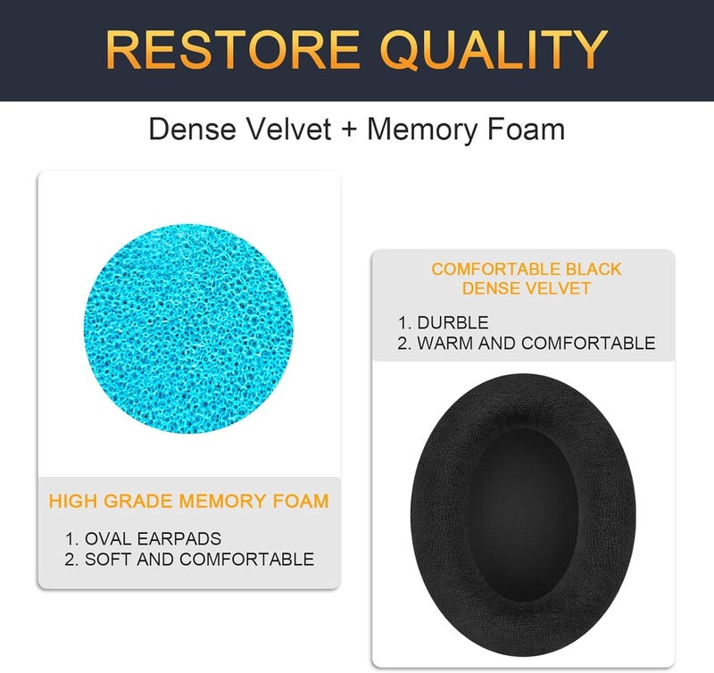 G GVOEARS Gvoears HD598 Ear Pads Cushions for Sennheiser HD598 HD598 Cs HD598SE HD 598 SR HD518 HD558 HD595 HD599 HD569 HD579 HD560s Headphones Earpads,Headset Ear Cushions Earmuffs Comfort Black Dense Velvet - Image 4