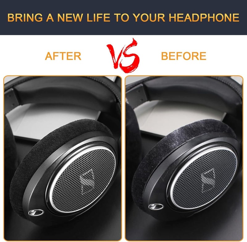 G GVOEARS Gvoears HD598 Ear Pads Cushions for Sennheiser HD598 HD598 Cs HD598SE HD 598 SR HD518 HD558 HD595 HD599 HD569 HD579 HD560s Headphones Earpads,Headset Ear Cushions Earmuffs Comfort Black Dense Velvet - Image 5