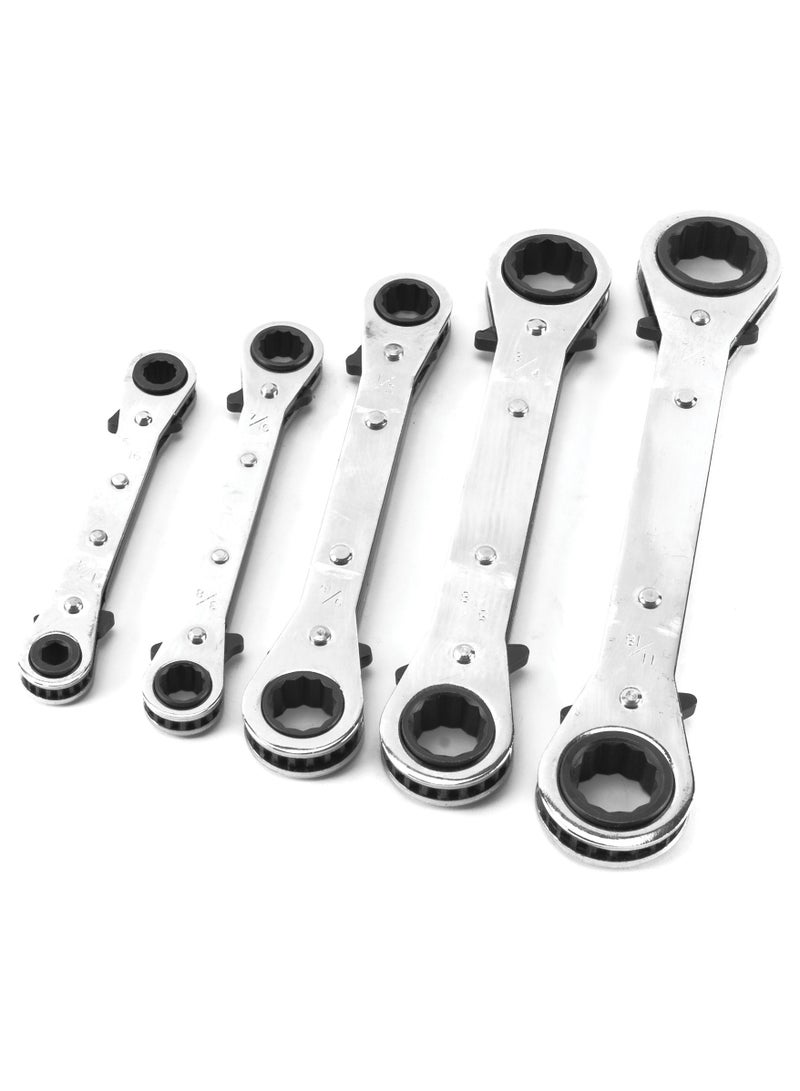 Performance Tool W709 Sae Reversible Ratcheting Wrench Set With 12 Point Box Ends 5 Piece 1/4 Inch To 11/16 Inch Sizes And Reusable Storage Rack - Image 2