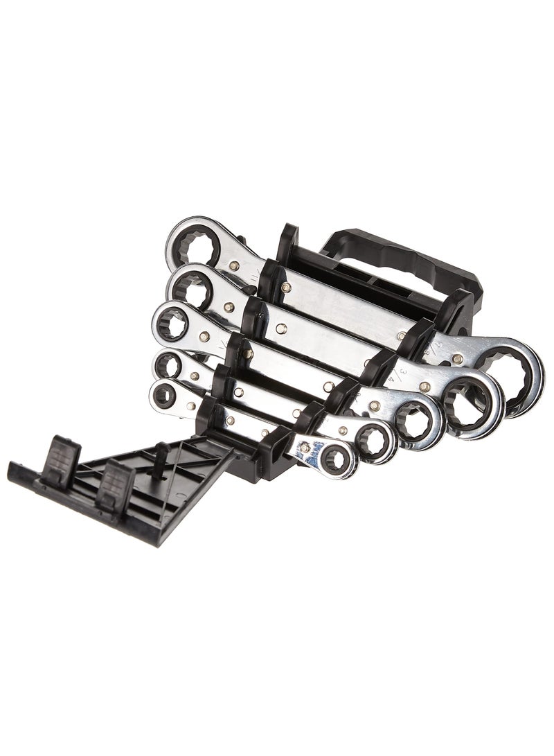Performance Tool W709 Sae Reversible Ratcheting Wrench Set With 12 Point Box Ends 5 Piece 1/4 Inch To 11/16 Inch Sizes And Reusable Storage Rack - Image 3