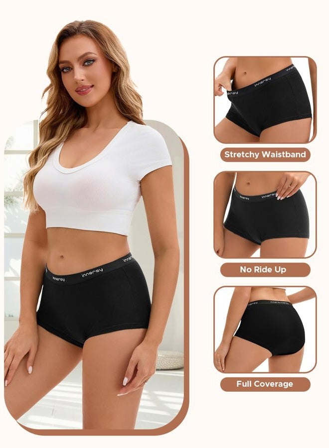 INNERSY Women's Period Boxers Underwear Leak Proof Menstrual Boy Shorts Panties 3-Pack, Black, L - Image 4
