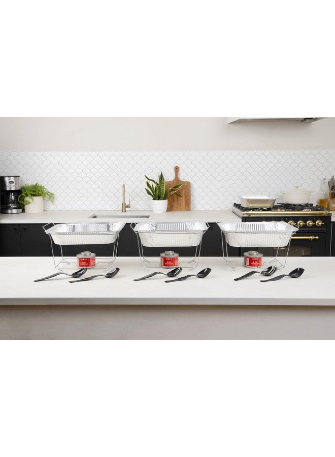 ألفا ليفينج مجموعة أطباق تسخين الطعام للاستخدام مرة واحدة من ألفا ليفينج، وسخانات طعام للحفلات، ومجموعة كاملة من علب الوقود لمدة 6 ساعات، ومقالي نصف الحجم، وصواني تدفئة (عبوة من 3 قطع) - Image 5