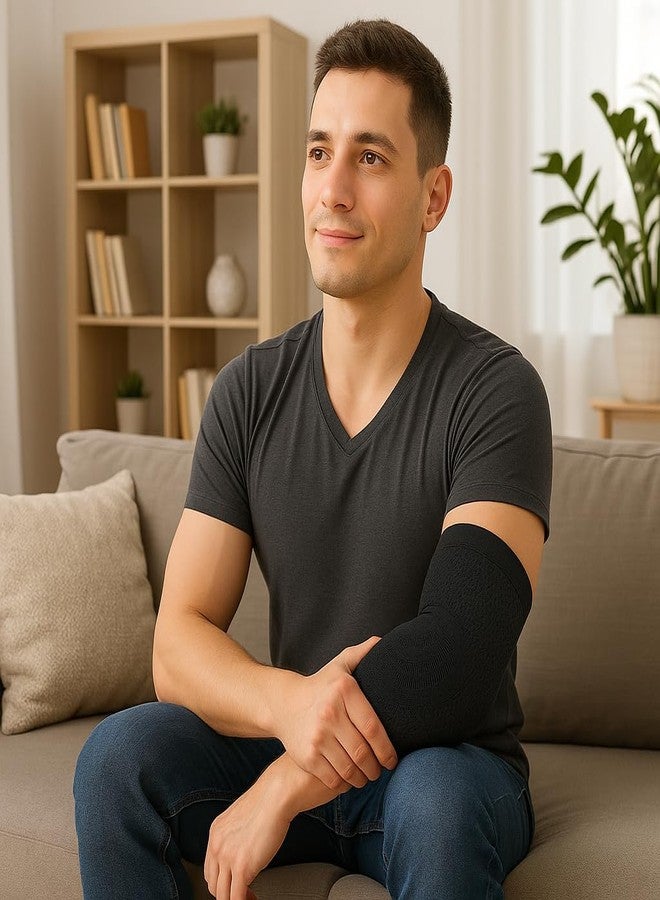 Dr Helix Unisex Black Elbow Brace (L) - Adjustable Support for Elbow Injuries, Tendonitis, & Pain Relief - Comfortable, & Lightweight - Ideal for Sports, Recovery, & Everyday Use - (Pack of - 1) - Image 4