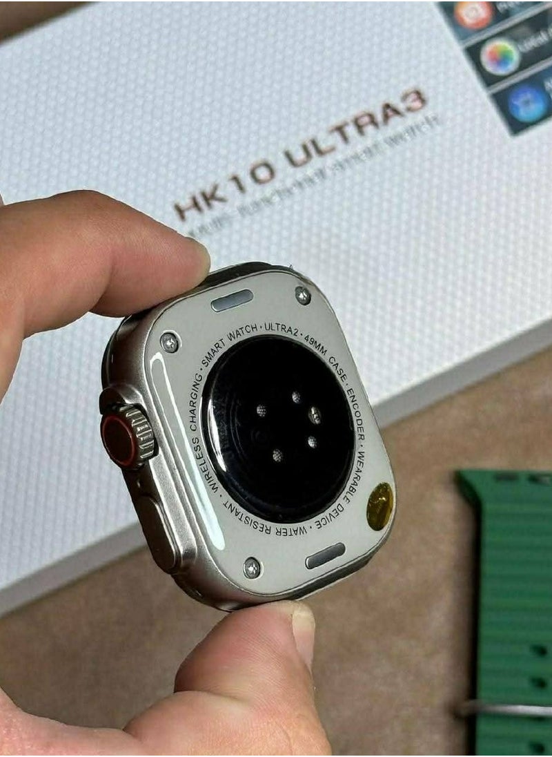 هونج كونج - ساعة ذكية( HK 10 ultra 3 ) اتش كيه 10 الترا3 ,2025 جديدة وبتسجل صوت وذاكره 2 جيجا تدعم عرض صورالألبوم تدعم اللغه العربيه والانجليزيه ولغات اخري -NFC- بلوتوث-حزامين(سيليكون وقماش)-مقاومة للماء - Image 1