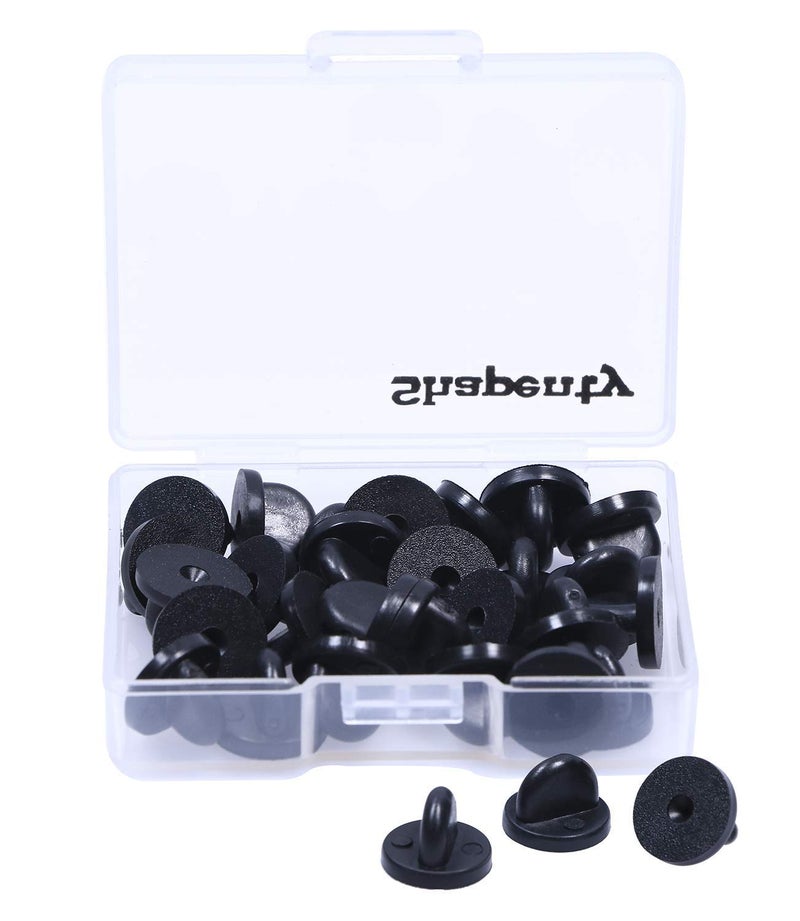Shapenty Clutch PVC Rubber Pin Backs Keepers Replacement Uniform Badge Comfort Fit Tie Tack Lapel Pin Backing Holder Clasp Black 30PCS