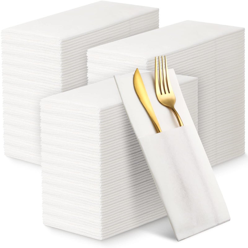 Chumia 150 Pack Disposable Dinner Pocket Linen Napkins Bulk with Builtin Flatware Pocket Prefolded Napkins for Silverware Wedding Dinner Party Restaurant Events 15 75 x 15 75 Inches - Image 3
