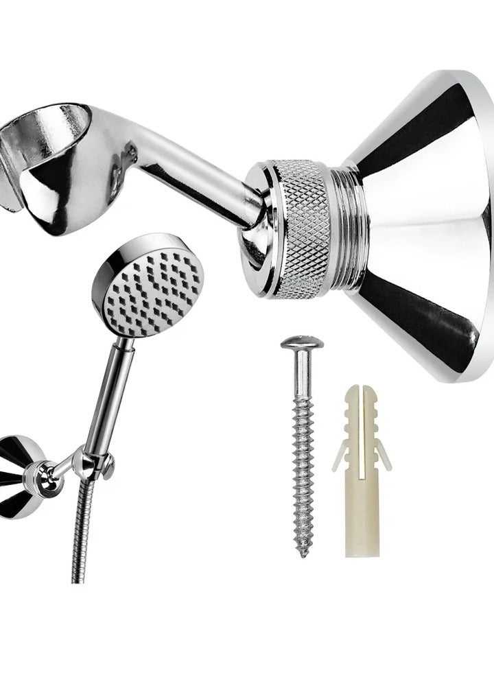 Shower Head Holder, Adjustable Removable Wall Bracket Zinc Alloy Bathroom Wand Mounted with Screw for Standard Handheld Hose - Image 1