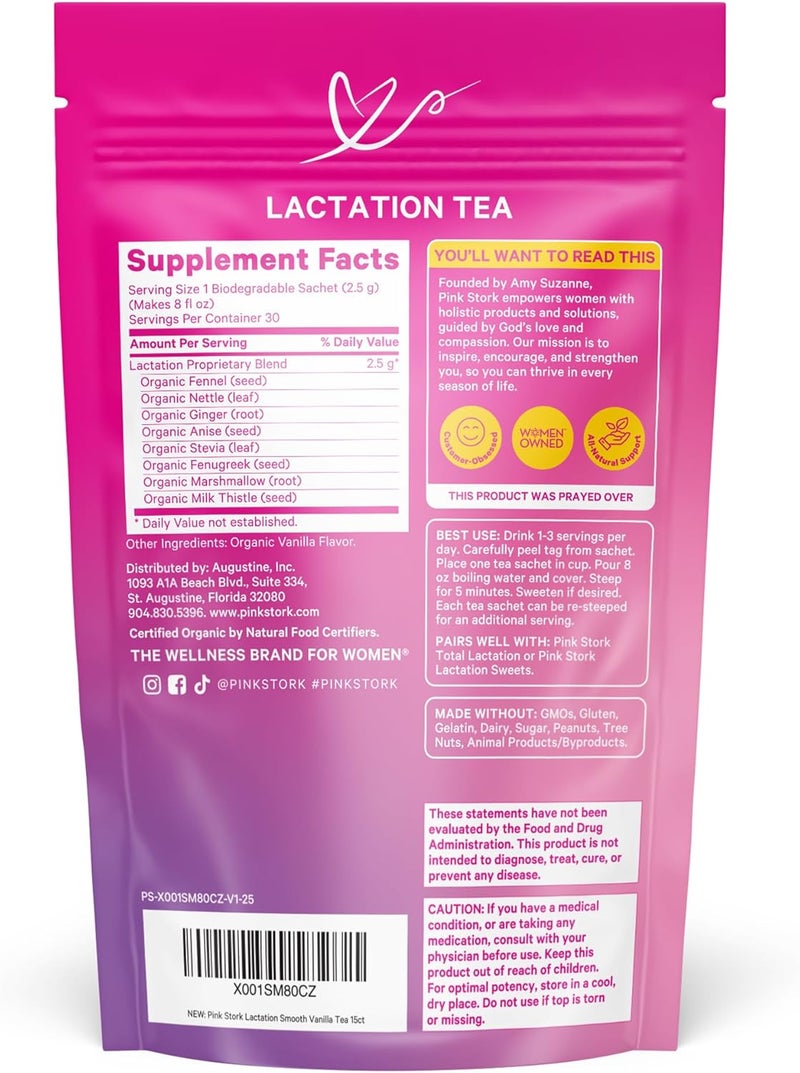 Pink Stork - Lactation Nursing Tea Smooth Vanilla 15 Sachet(S) - Image 2
