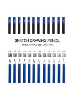 Y&D 12 Pcs Charcoal Pencils for Drawing, Graphite Sketching Kit, 4H, 3H, 2H, H, F, HB, B, 2B, 3B, 4B, 5B, 6B, Artist Beginners & Pro Artists, Professional Sketch Set  - Image 2