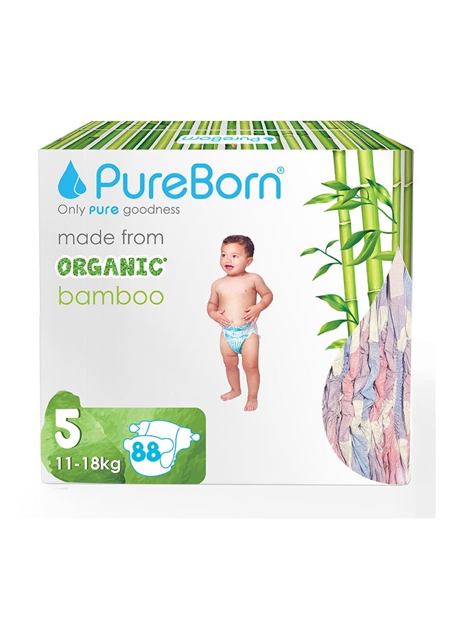 PureBorn Organic Bamboo Size 5 Diapers 11-18 Kg - Image 1