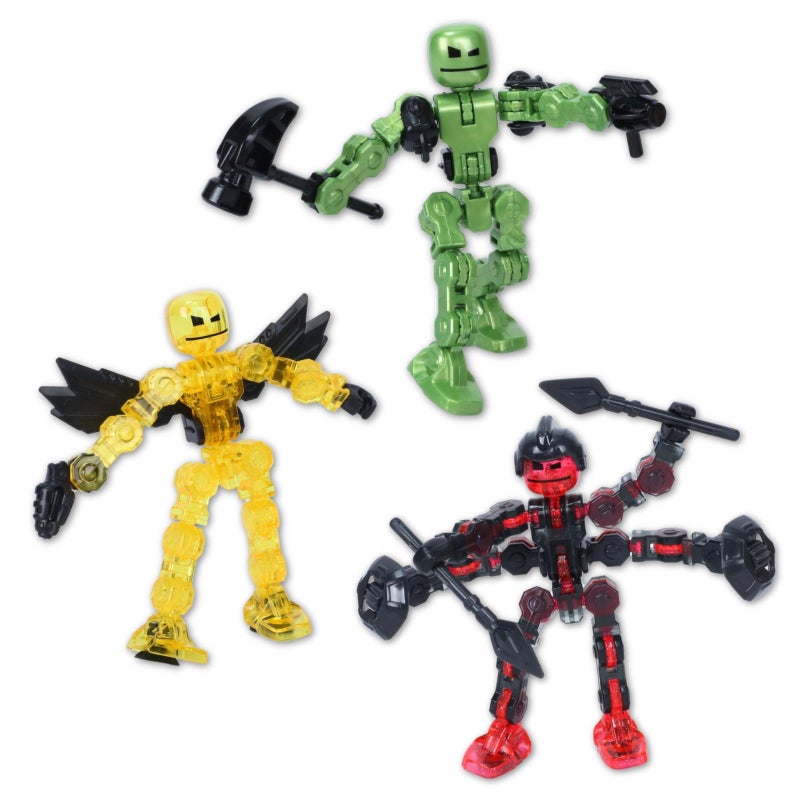 Zing Klikbot Galaxy Pack, Set of 3 Poseable Action Figures with Weapons, Includes 1 Hero (Ice), 1 Villain (Maze) and 1 Guardian (Scorpion), Stop Motion Animation Figure, Great for Kids Ages 6 and Up - Image 1