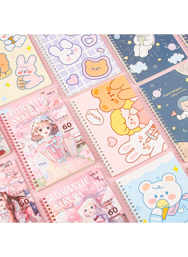 HELPS Cartoon Coil Book Cute Creative A5 Loose-leaf Notebook Stationery High-looking Student Horizontal Diary Book - Image 4