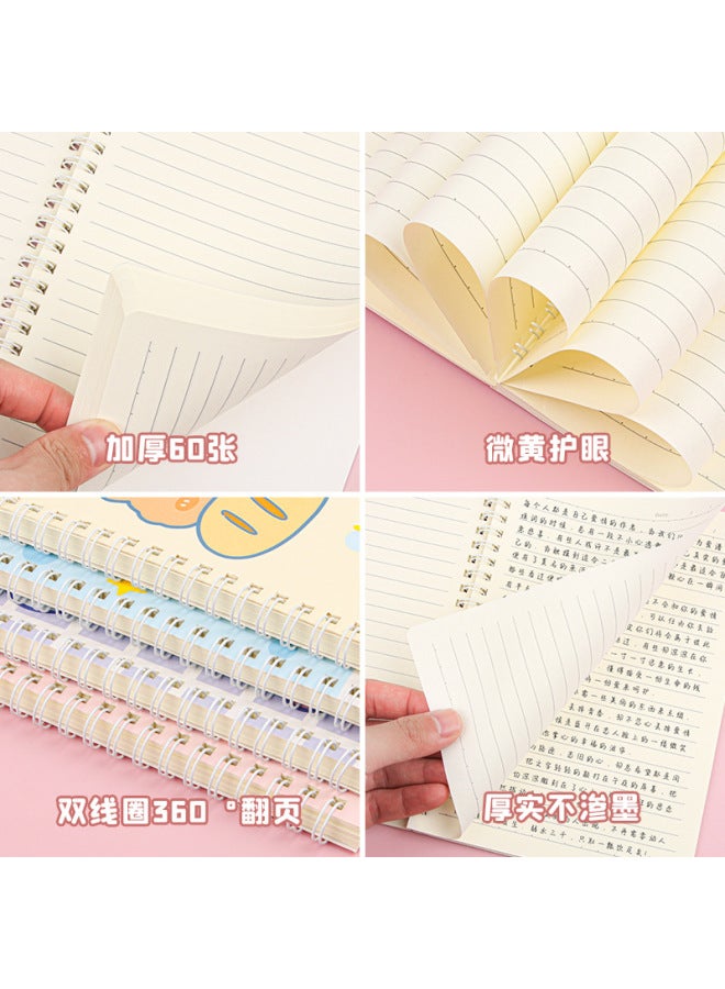 HELPS Cartoon Coil Book Cute Creative A5 Loose-leaf Notebook Stationery High-looking Student Horizontal Diary Book - Image 3