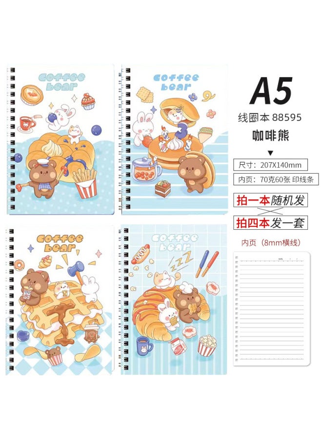 Cartoon Coil Book Cute Creative A5 Loose-leaf Notebook Stationery High-looking Student Horizontal Diary Book - Image 1