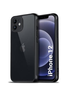 غطاء خلفي شفاف غير لامع من TheGiftKart لهاتف iPhone 12 | تصميم مقاوم للصدمات | وحدة حماية للكاميرا | غطاء خلفي صلب لهاتف iPhone 12 (PC & TPU، أسود لامع)
