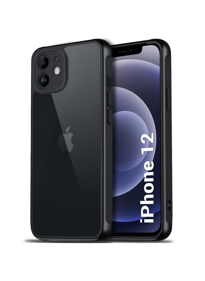 ذا جيفت كارت غطاء خلفي شفاف غير لامع من TheGiftKart لهاتف iPhone 12 | تصميم مقاوم للصدمات | وحدة حماية للكاميرا | غطاء خلفي صلب لهاتف iPhone 12 (PC & TPU، أسود لامع)  - Image 1