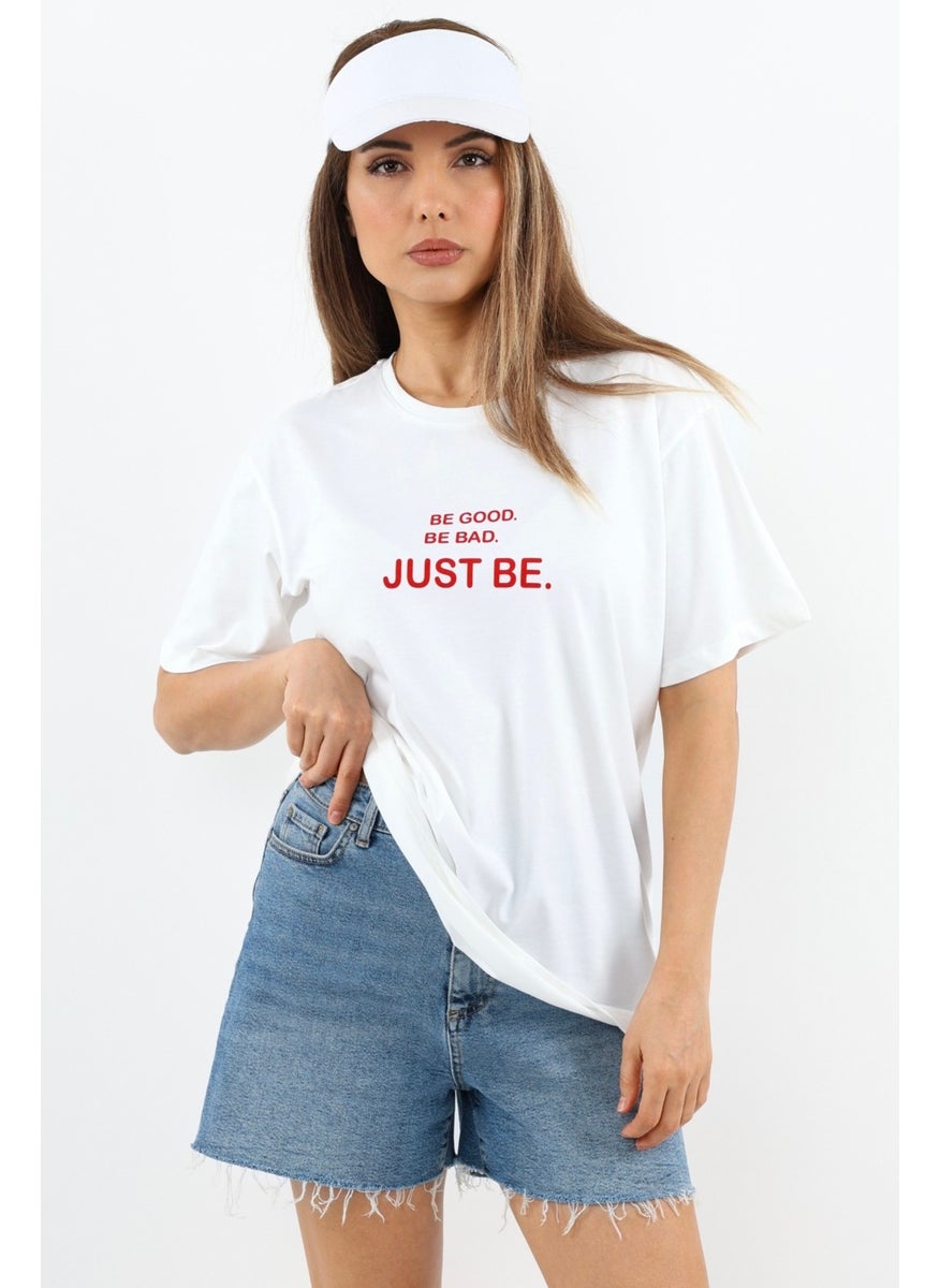 Ritnice - Women's Just Be Wide Cut 100% Cotton White T-Shirt - Image 1