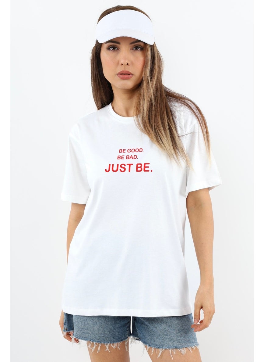 Ritnice - Women's Just Be Wide Cut 100% Cotton White T-Shirt - Image 1