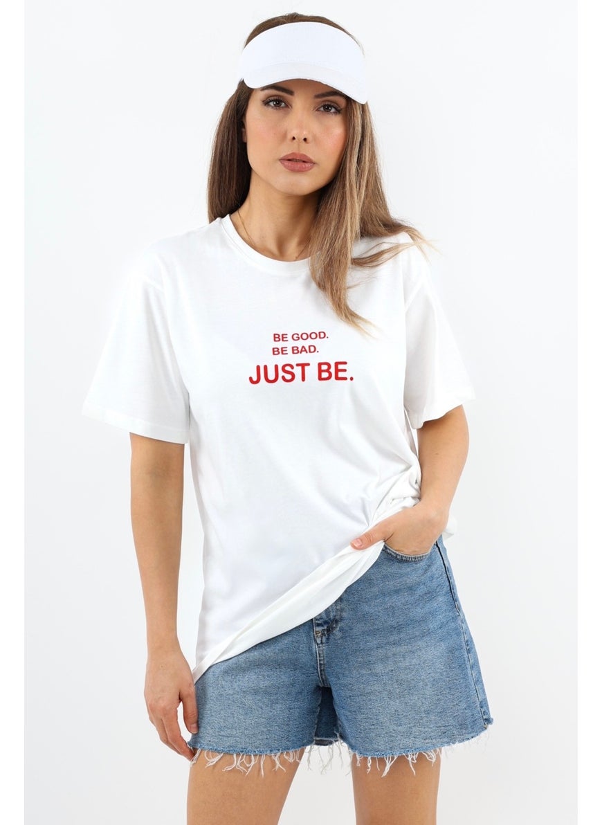 Ritnice - Women's Just Be Wide Cut 100% Cotton White T-Shirt - Image 1