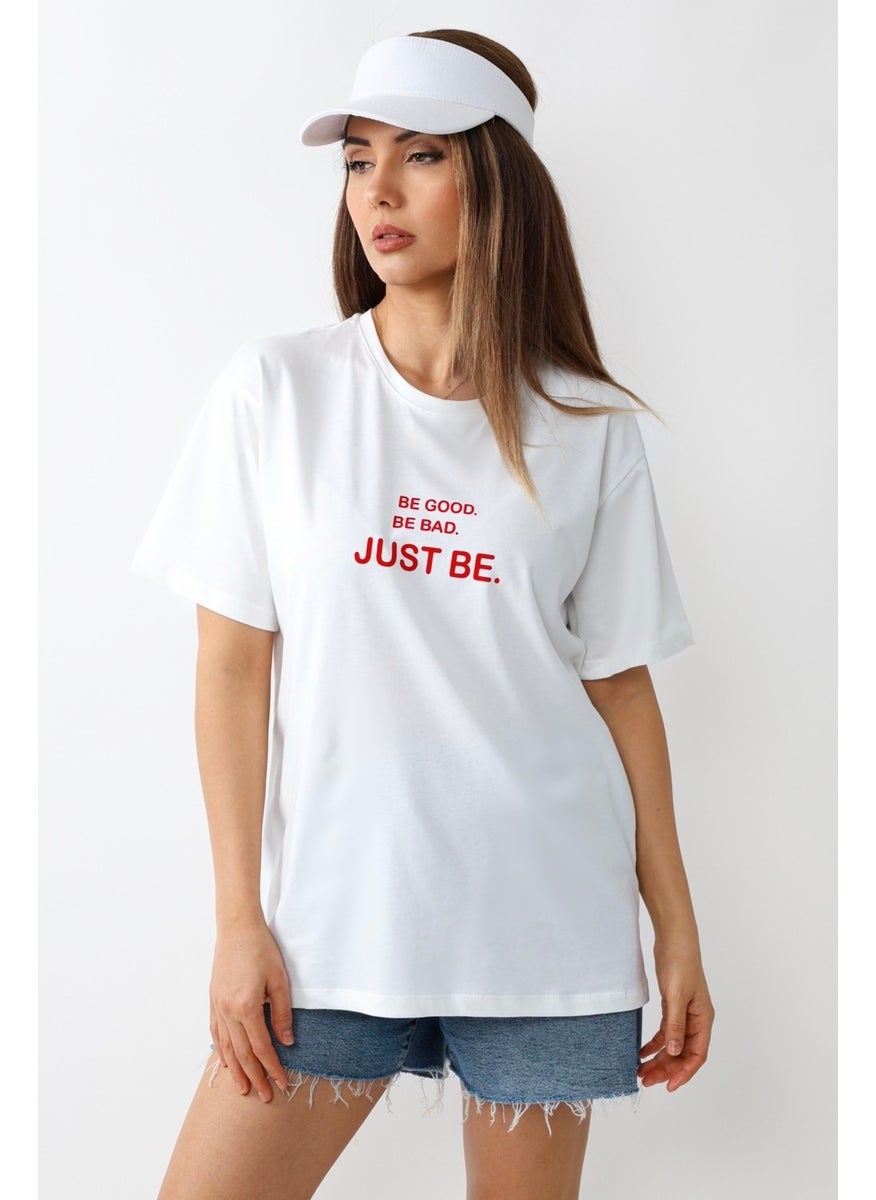 Ritnice - Women's Just Be Wide Cut 100% Cotton White T-Shirt - Image 1