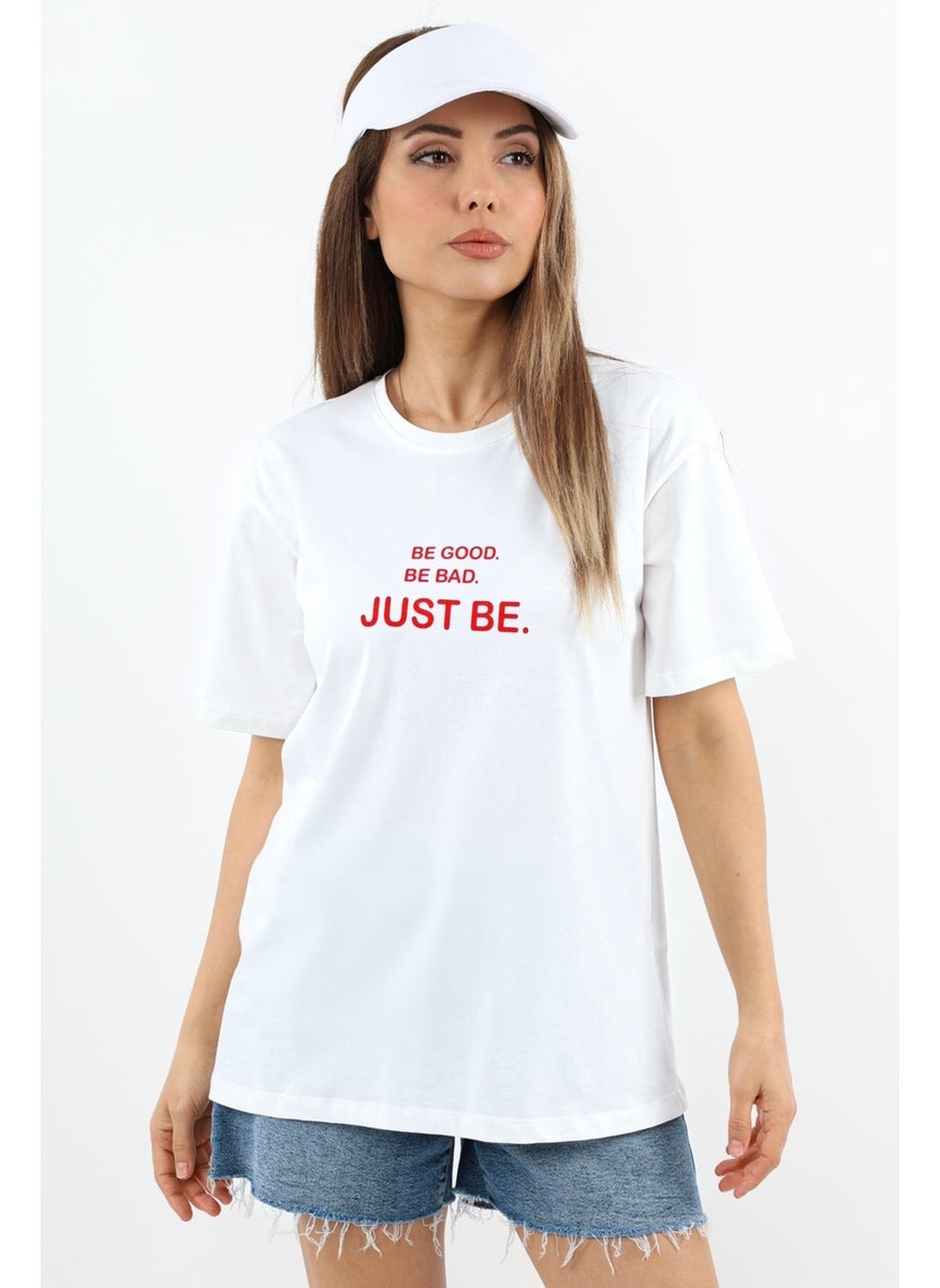 Ritnice - Women's Just Be Wide Cut 100% Cotton White T-Shirt - Image 1