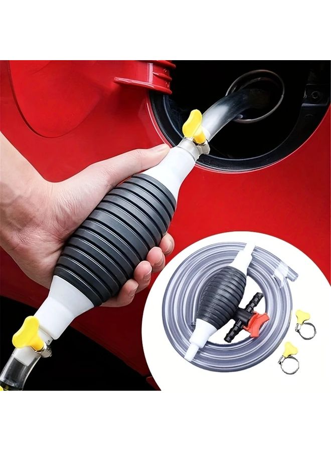 Yellow Hand Crank Fuel Transfer Pump With 1 Meter Hose And Nozzle Clamps - Image 1