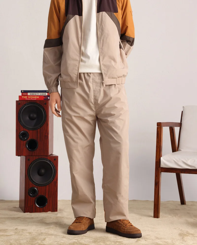 Rare Rabbit Men's Cut And Sew Regular Fit Trackpant