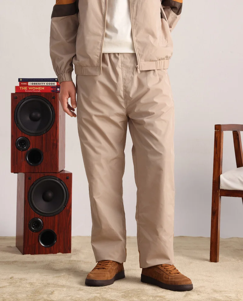 Rare Rabbit Men's Cut And Sew Regular Fit Trackpant