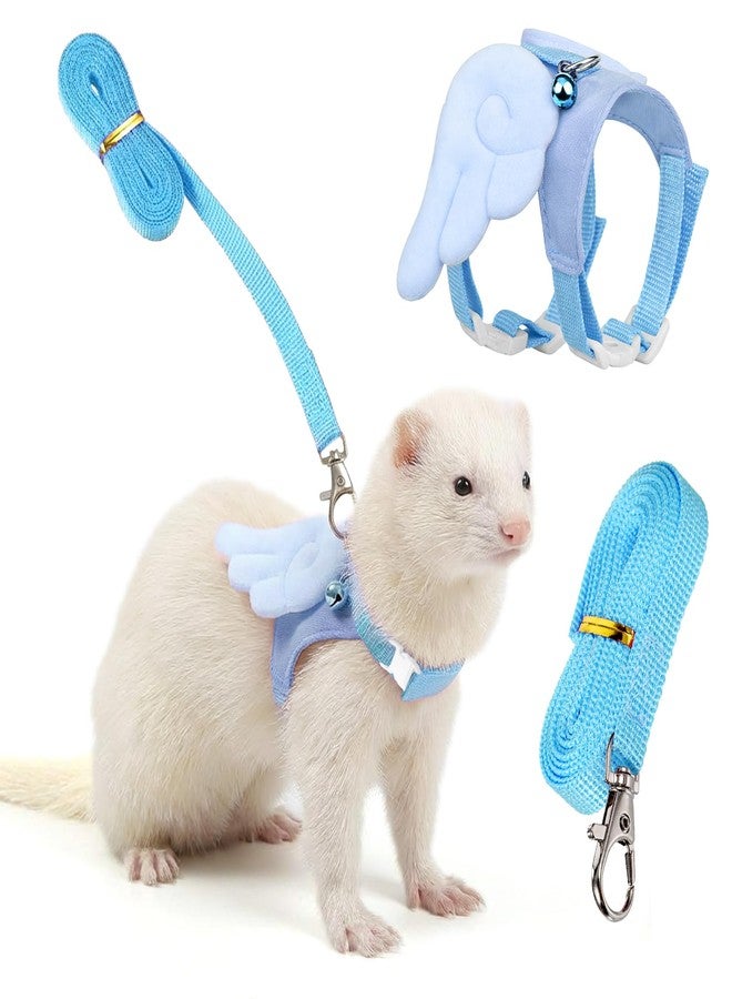 YBEATY Ferret Harness and Leash Set Small Animals Vest Harness Soft-Harness Leash Vest Set with Bell Guinea Pig Clothes for Baby Ferret Rats Hamster Teacup Chihuahua Mouse Small Pet(Blue) - Image 1