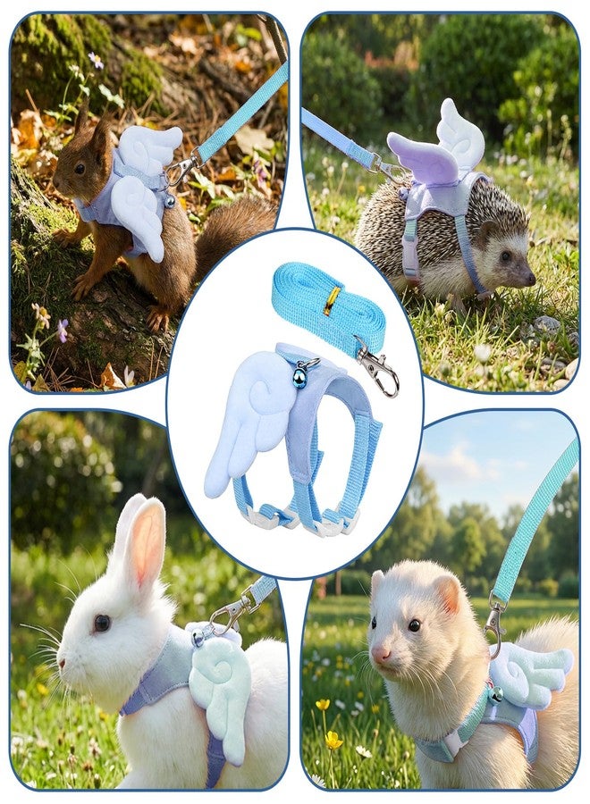 YBEATY Ferret Harness and Leash Set Small Animals Vest Harness Soft-Harness Leash Vest Set with Bell Guinea Pig Clothes for Baby Ferret Rats Hamster Teacup Chihuahua Mouse Small Pet(Blue) - Image 4