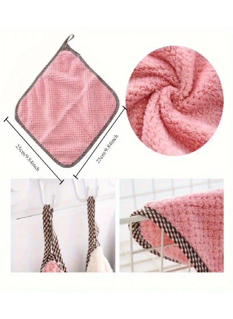 ماسية 5 قطع مناشف مطبخ مزدوجة الوجه ، قطن فليني ناعم وماص، تجف بسرعة ولا تتساقط، مع حلقة تعليق - Image 3