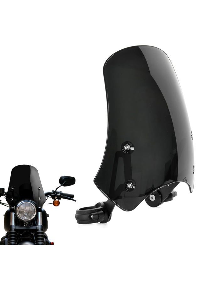 WOLFLINEMOTO Motorcycle Windshield Deflector with Bracket Double Bubble Windscreen Fit for Dyna Iron 883 Softail Sportster 883 Street Bob Wind Shield Screen Universal, Black - Image 1