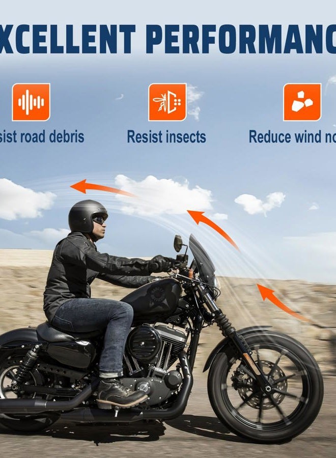 WOLFLINEMOTO Motorcycle Windshield Deflector with Bracket Double Bubble Windscreen Fit for Dyna Iron 883 Softail Sportster 883 Street Bob Wind Shield Screen Universal, Black - Image 2