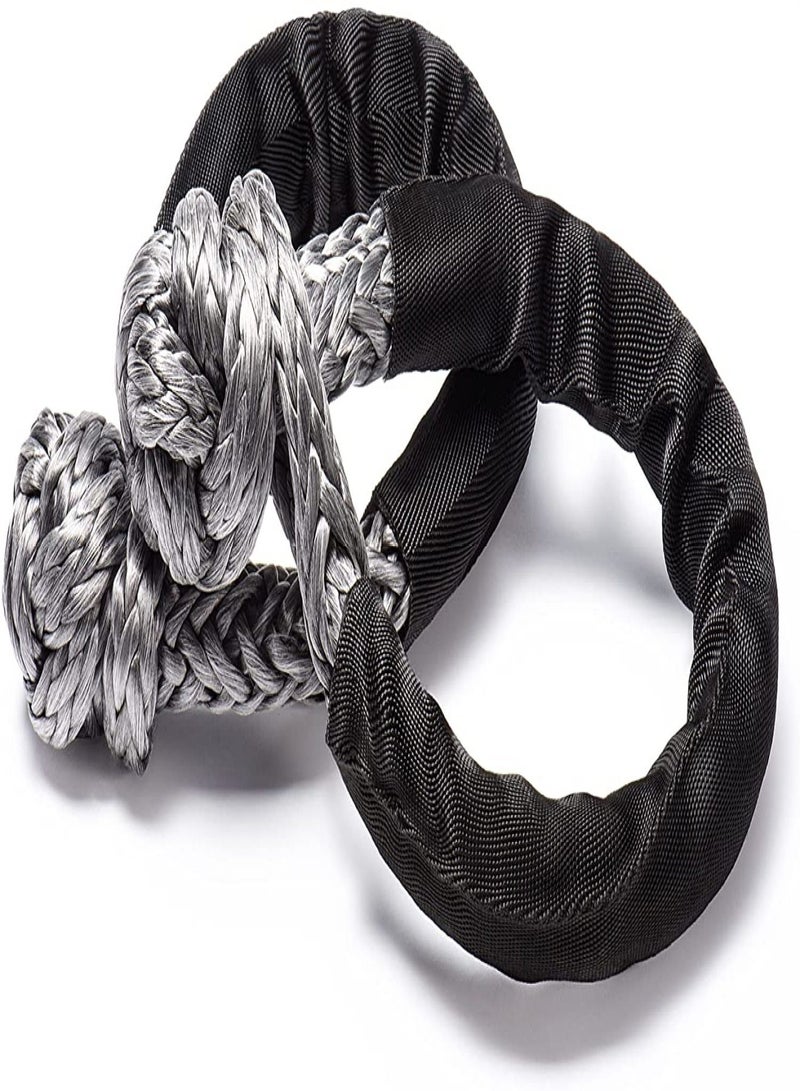 Generic Synthetic Soft Shackle Recovery, 7/16 in x 22 in (38,000 LBS Breaking Strength) Shackle Rope with Extra Sleeve and Gloves for SUV ATV Truck Jeep Off-Road Rescue (Grey, 2 Pack) - Image 1