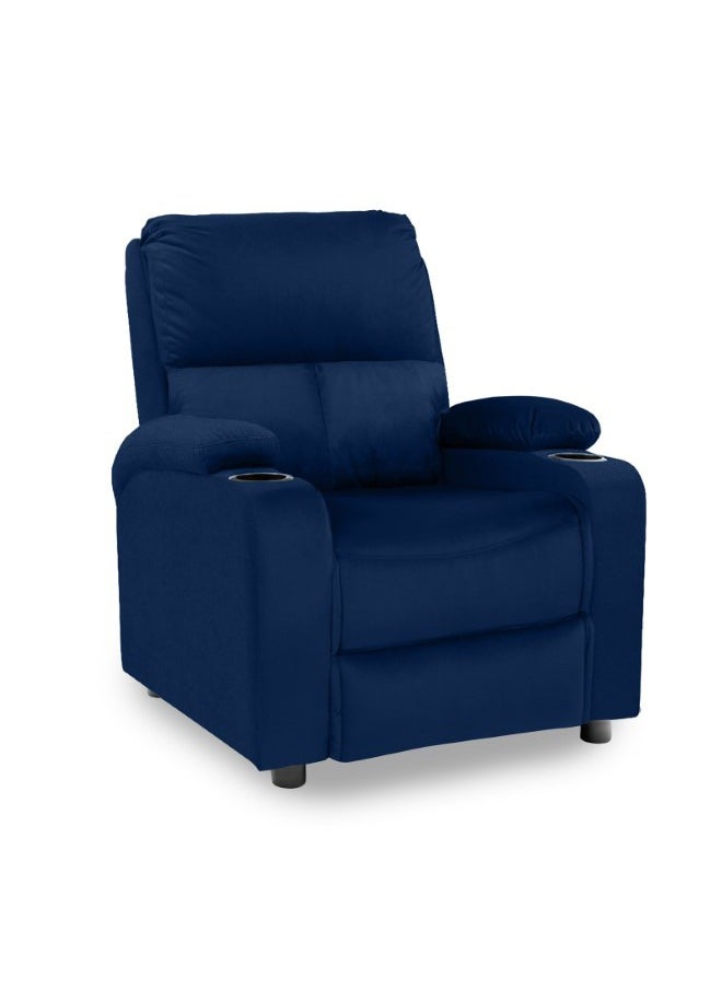 REGAL IN HOUSE Cinematic Velvet Upholstered Classic Recliner Chair With Bed Mode - Dark Blue - 90x95x80cm  - Image 3