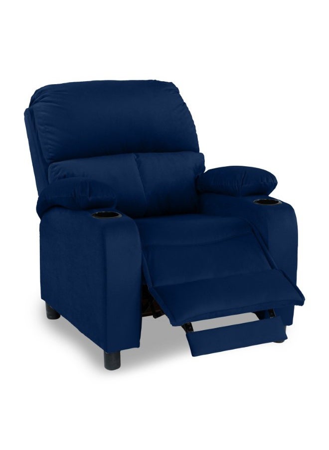 REGAL IN HOUSE Cinematic Velvet Upholstered Classic Recliner Chair With Bed Mode - Dark Blue - 90x95x80cm  - Image 2