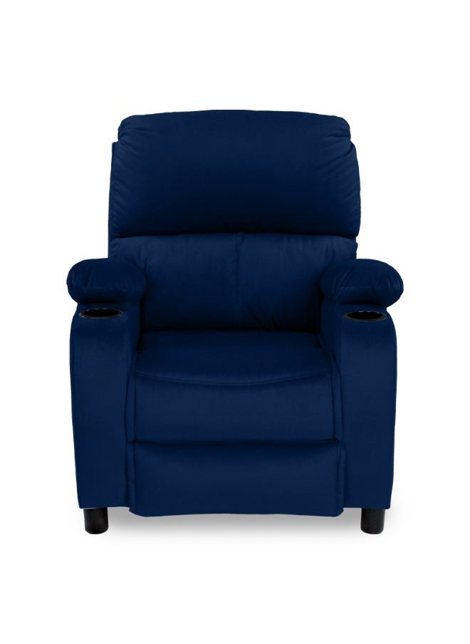 REGAL IN HOUSE Cinematic Velvet Upholstered Classic Recliner Chair With Bed Mode - Dark Blue - 90x95x80cm  - Image 4
