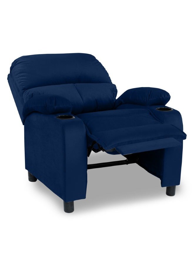 REGAL IN HOUSE Cinematic Velvet Upholstered Classic Recliner Chair With Bed Mode - Dark Blue - 90x95x80cm  - Image 5