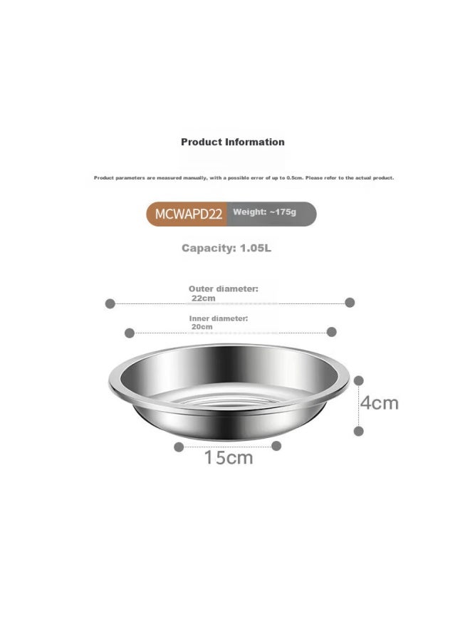 MAX COOK Meichun Thickened 304 Stainless Steel Plate Dish, Bowl And Plate 22cm Mcwapd22, Widened And Deepened, Drop-resistant - Image 1